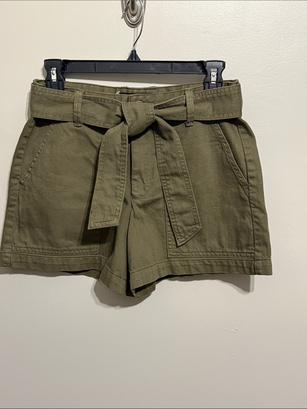 Banana Republic Olive Green Tie-Waist High-Rise Shorts